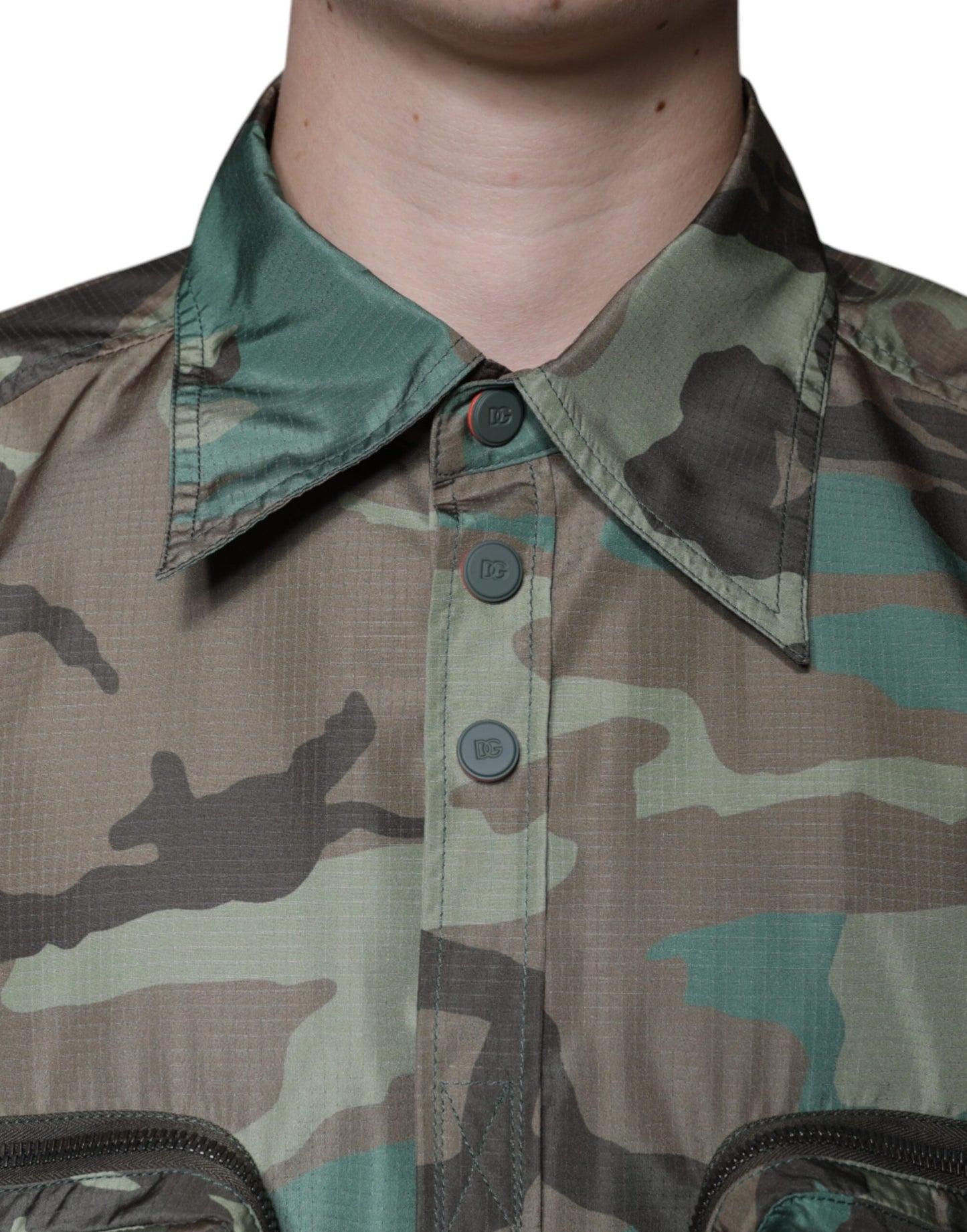 Dolce & Gabbana Multicolor Camouflage Button Down Hemd