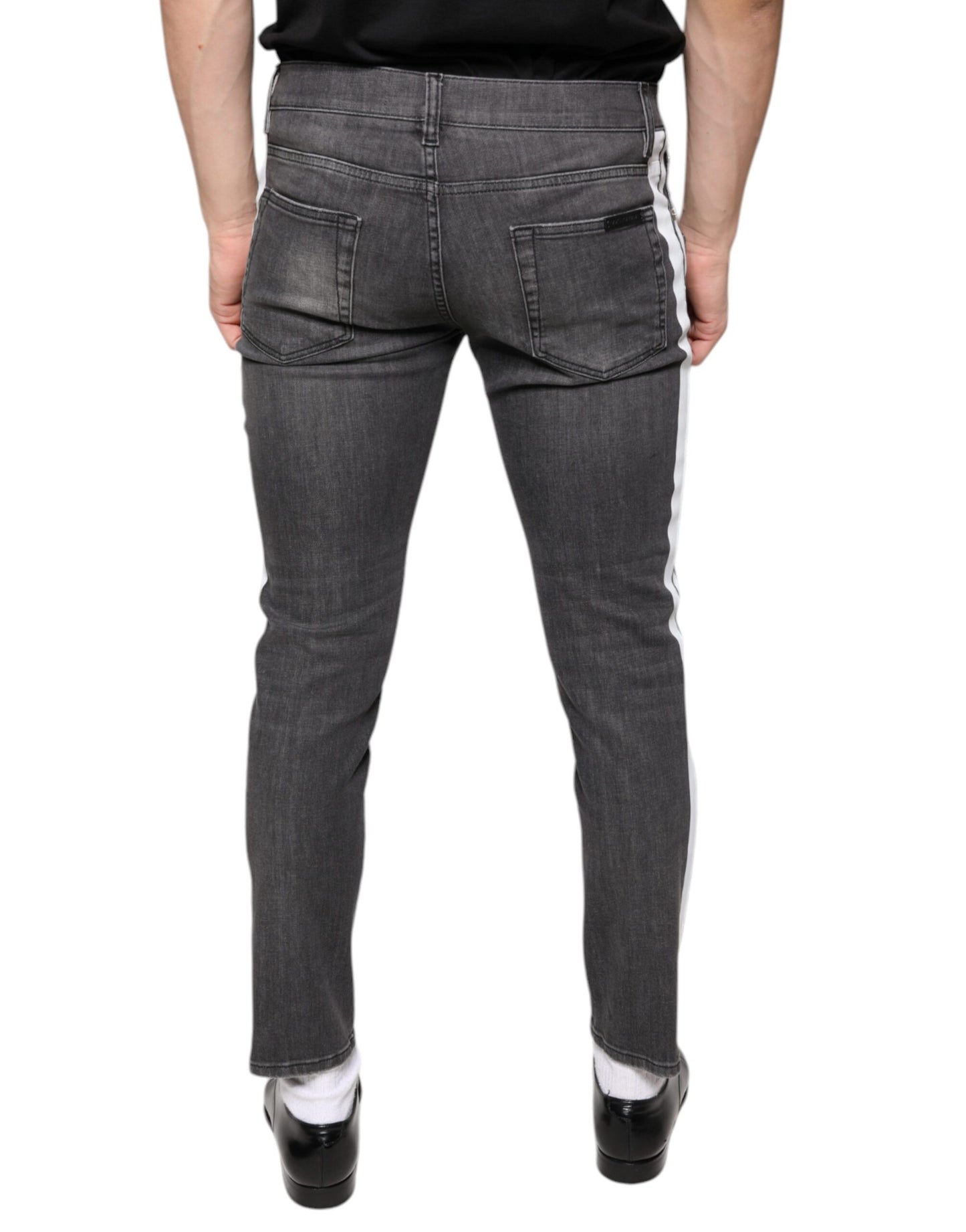 Dolce &amp; Gabbana Black Tattered Cotton Skinny Men Denim Jeans