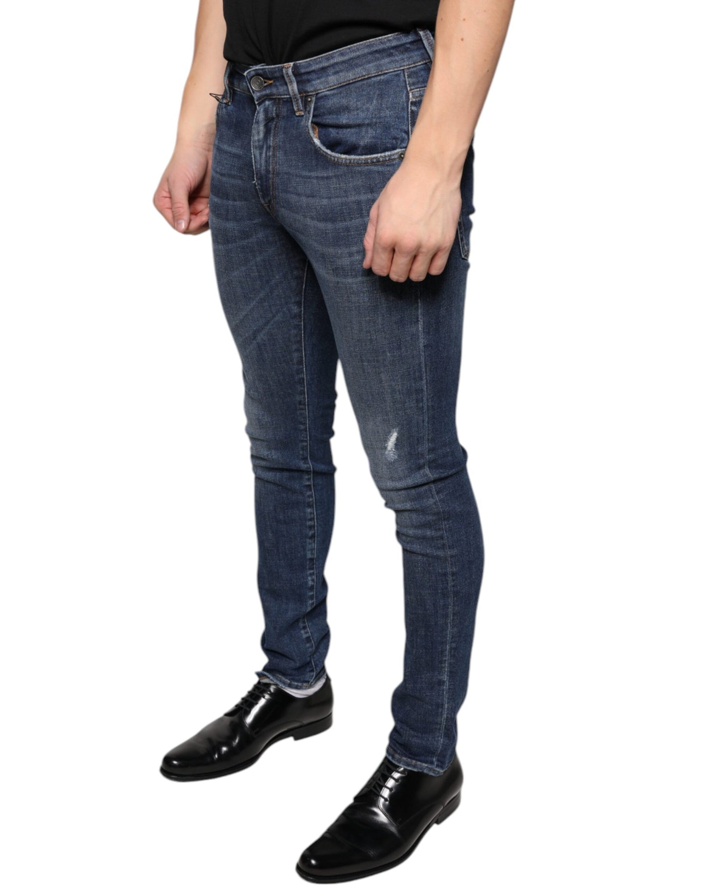 Dolce & Gabbana Dunkelblaue Skinny Denim Jeans aus gewaschener Baumwolle