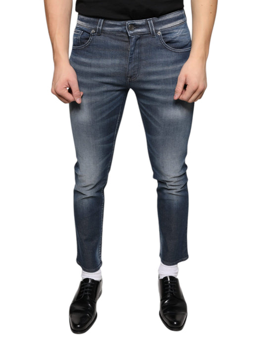 Dolce & Gabbana Dunkelblaue Skinny Denim Jeans aus gewaschener Baumwolle