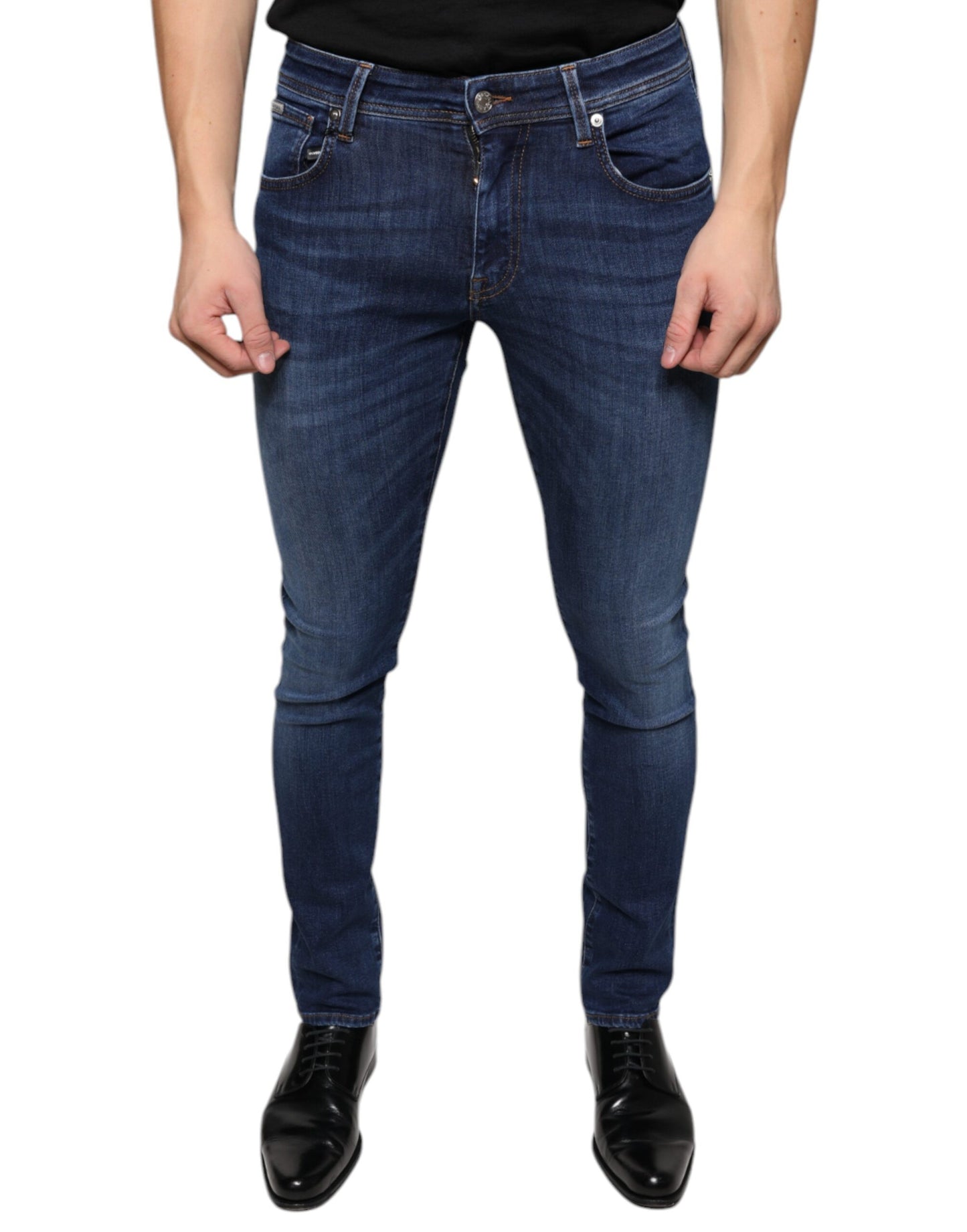 Dolce & Gabbana Dunkelblaue Baumwoll-Stretch-Skinny-Denim-Jeans