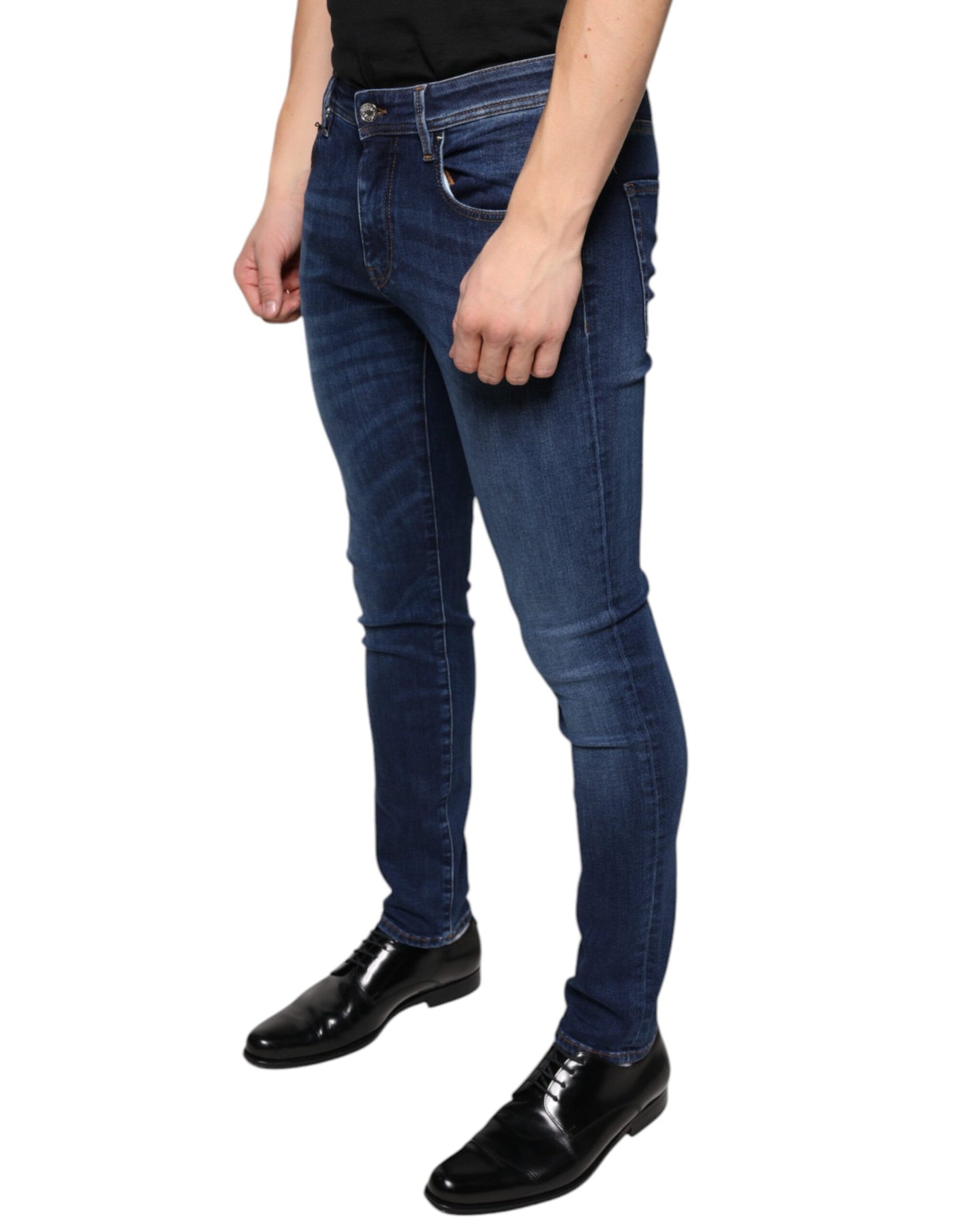 Dolce & Gabbana Dunkelblaue Baumwoll-Stretch-Skinny-Denim-Jeans