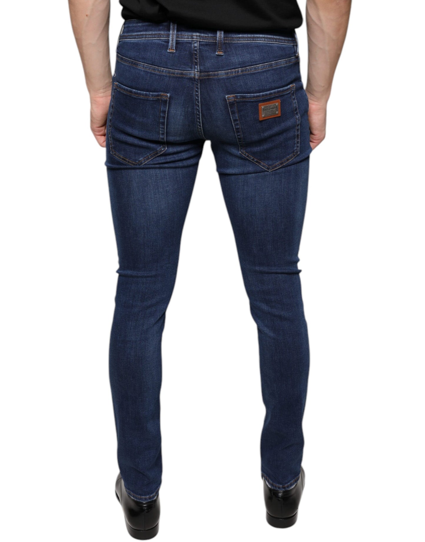 Dolce & Gabbana Dunkelblaue Baumwoll-Stretch-Skinny-Denim-Jeans