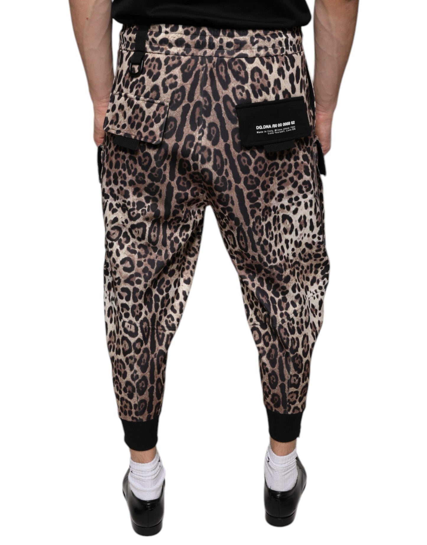 Dolce & Gabbana Braune Leoparden-Polyester-Jogger-Hose