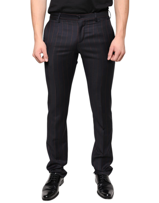 Dolce & Gabbana Schwarz gestreifte Skinny Herren Anzughose