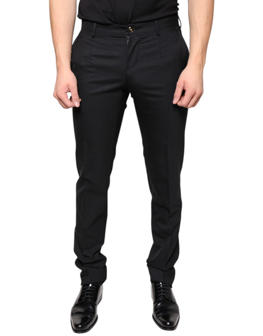 Dolce & Gabbana Schwarze Skinny Herren Anzughose aus Wolle