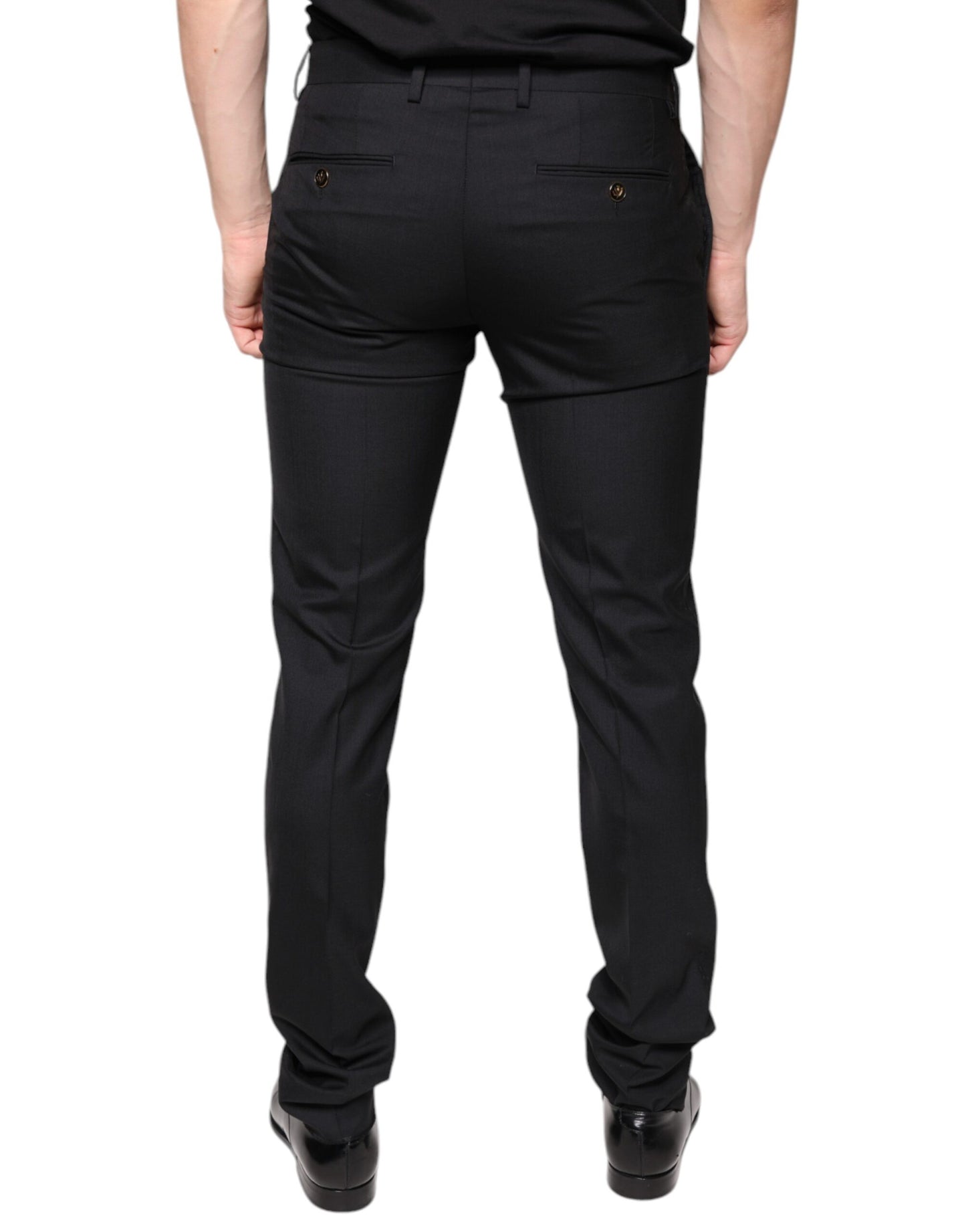 Dolce & Gabbana Schwarze Skinny Herren Anzughose aus Wolle