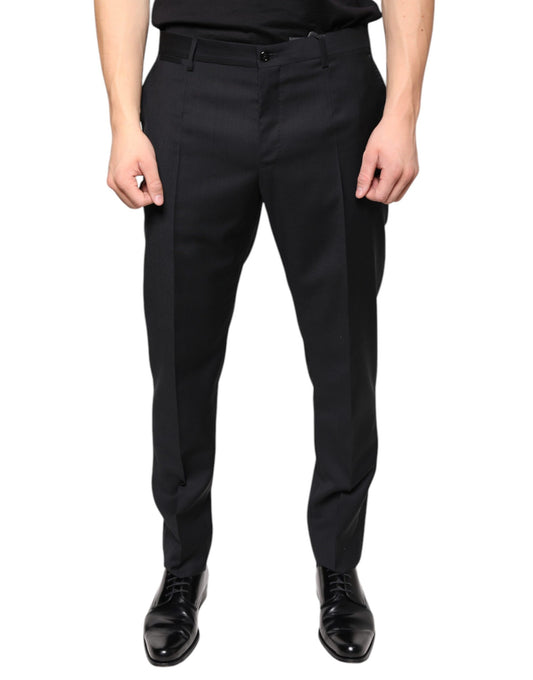 Dolce & Gabbana Schwarze Skinny Herren Anzughose aus Wolle