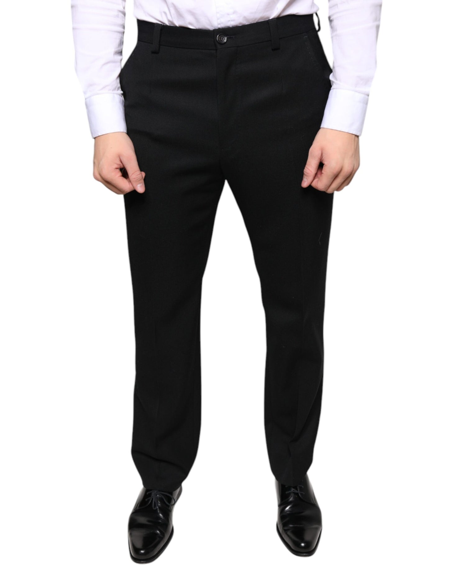 Dolce & Gabbana Schwarze Skinny Herren Anzughose aus Wolle