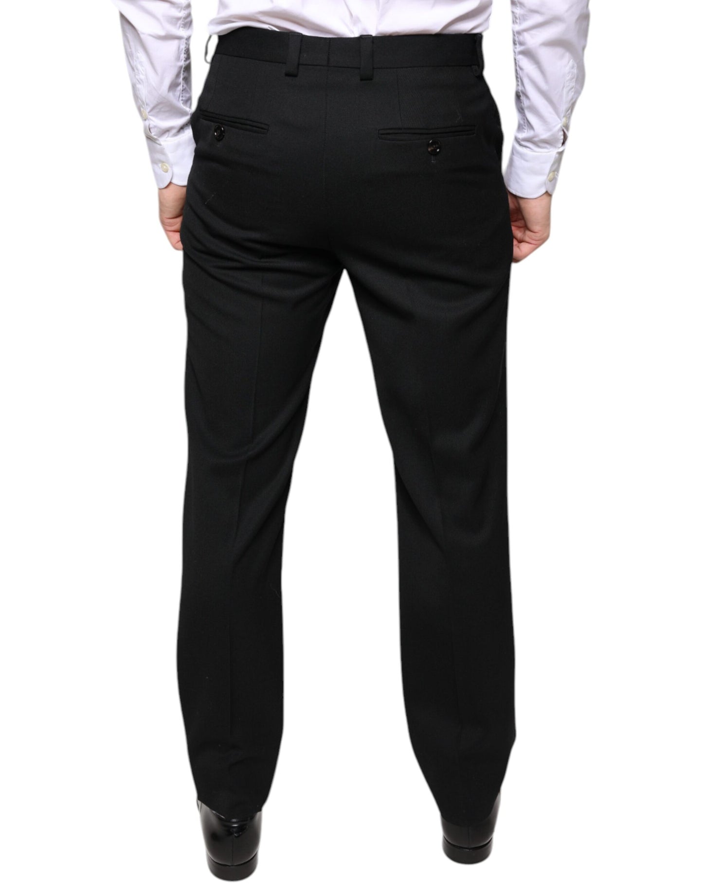 Dolce & Gabbana Schwarze Skinny Herren Anzughose aus Wolle