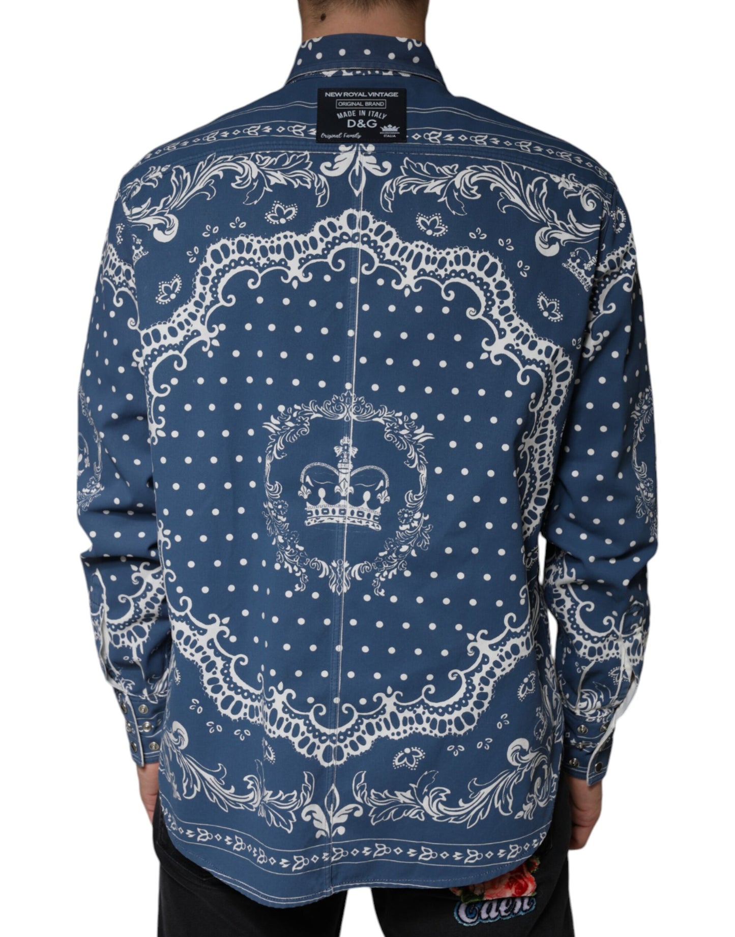 Dolce & Gabbana Blau Weiß Bandana Print Baumwolle Casual Shirt