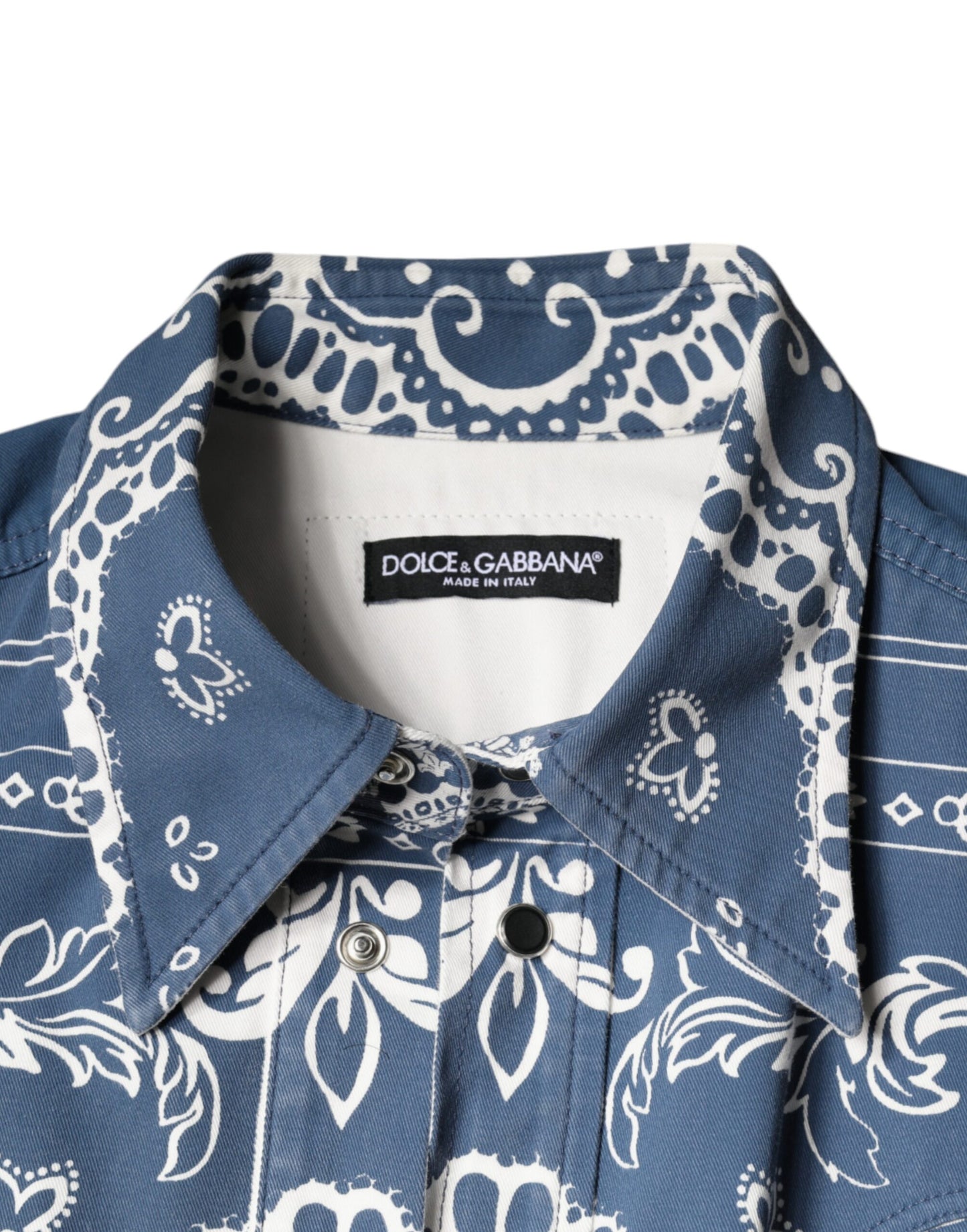 Dolce & Gabbana Blau Weiß Bandana Print Baumwolle Casual Shirt