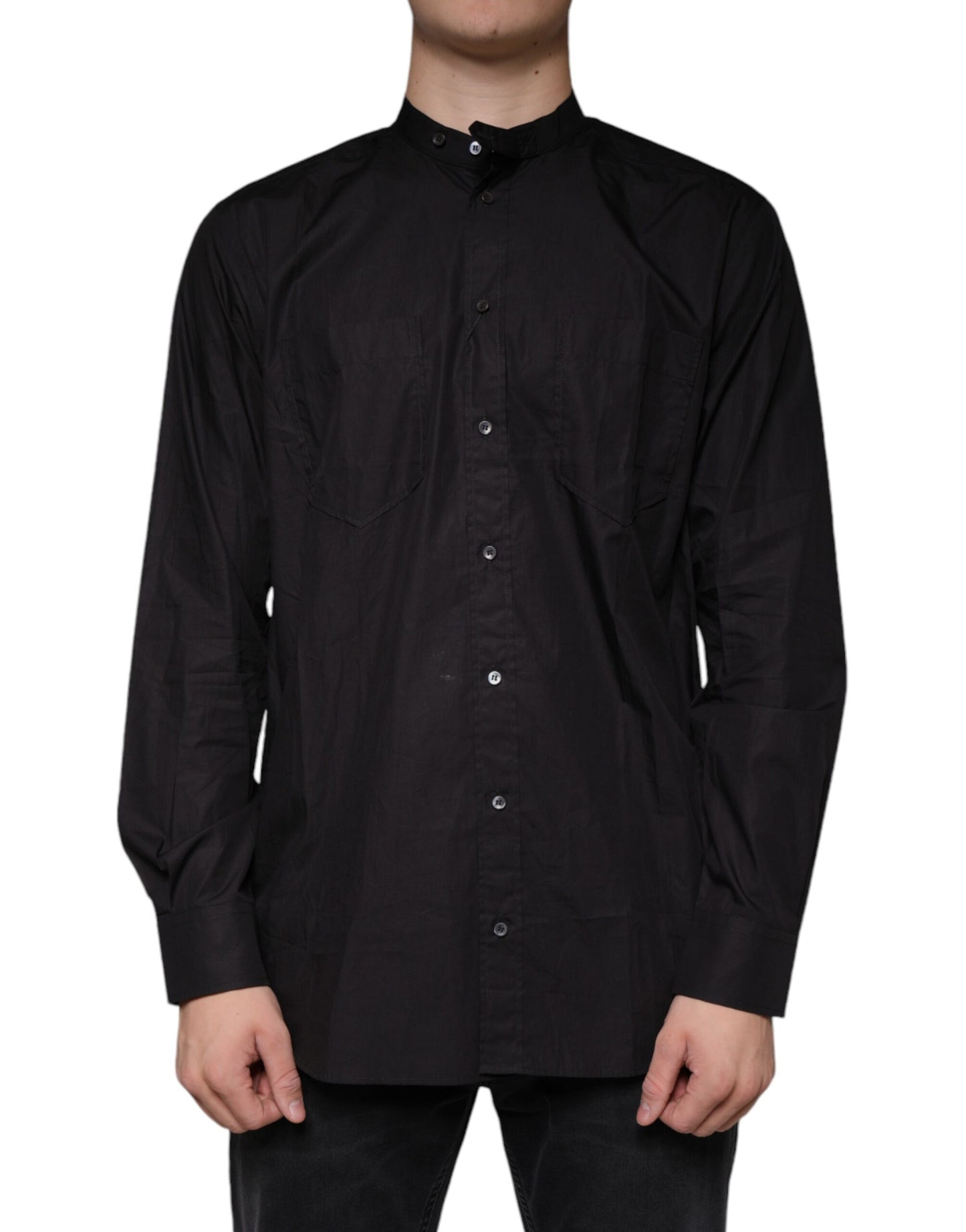 Dolce & Gabbana Schwarzes Button Down Hemd aus Baumwolle für Männer