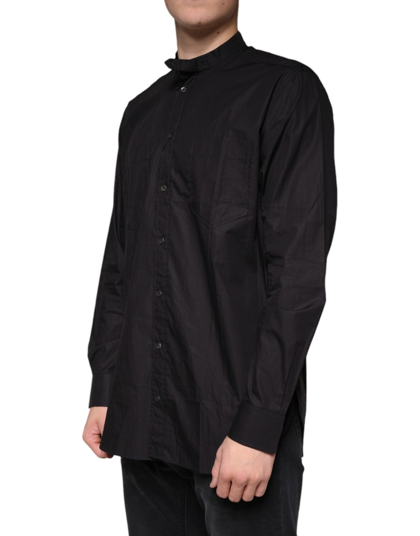 Dolce & Gabbana Schwarzes Button Down Hemd aus Baumwolle für Männer