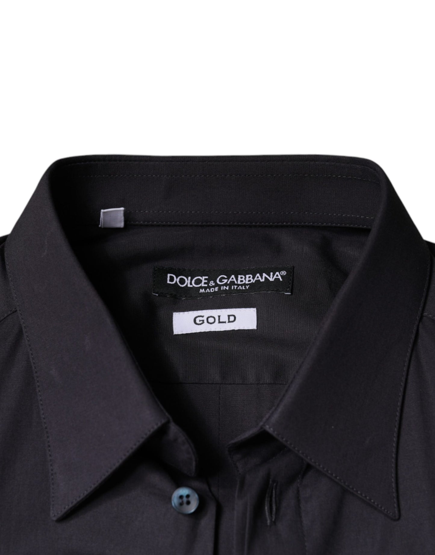 Dolce & Gabbana Schwarzes Baumwoll-Stretch-Kleid GOLD Formelles Hemd