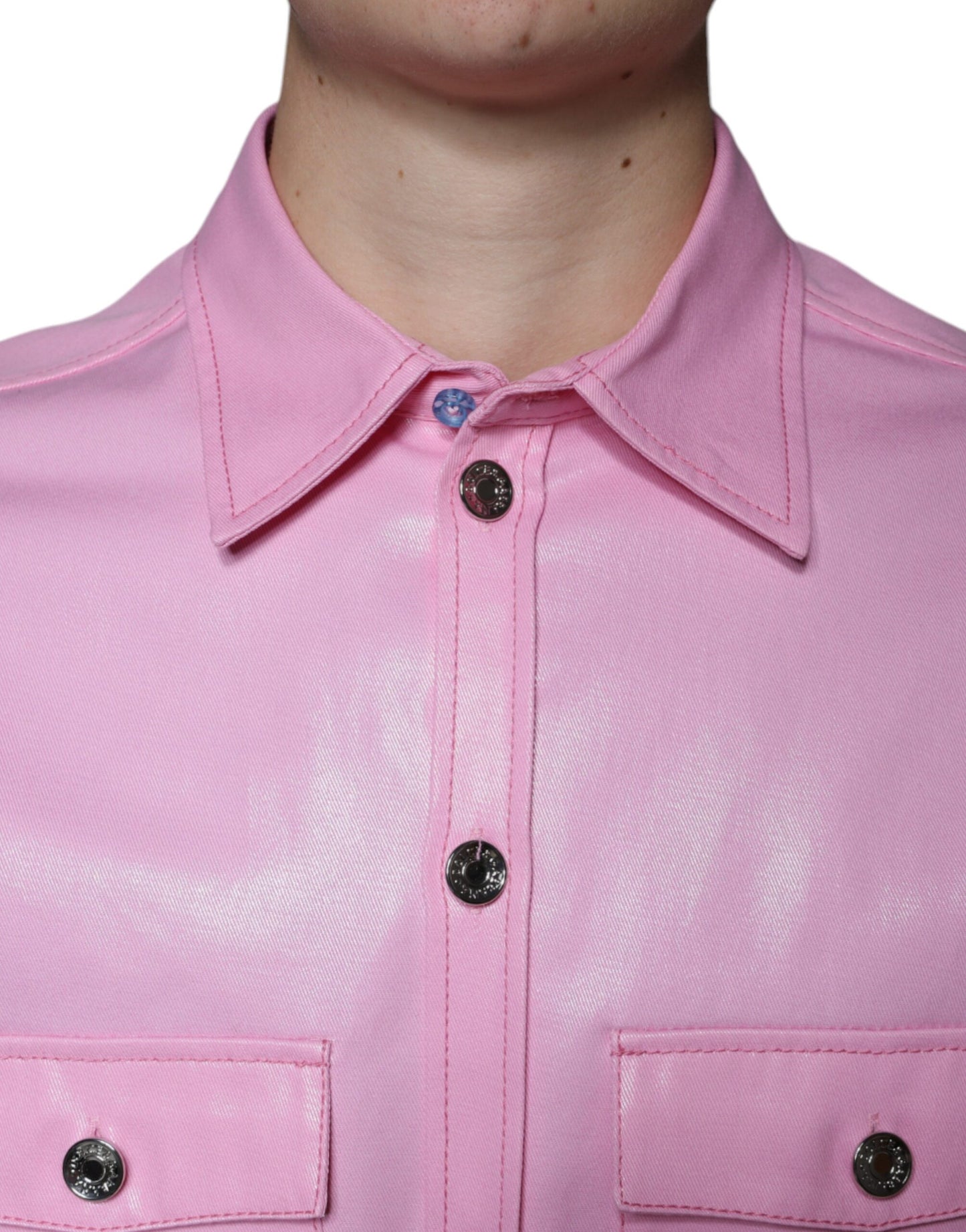 Dolce & Gabbana Rosa Button-Down-Hemd aus Baumwolle mit Kragen