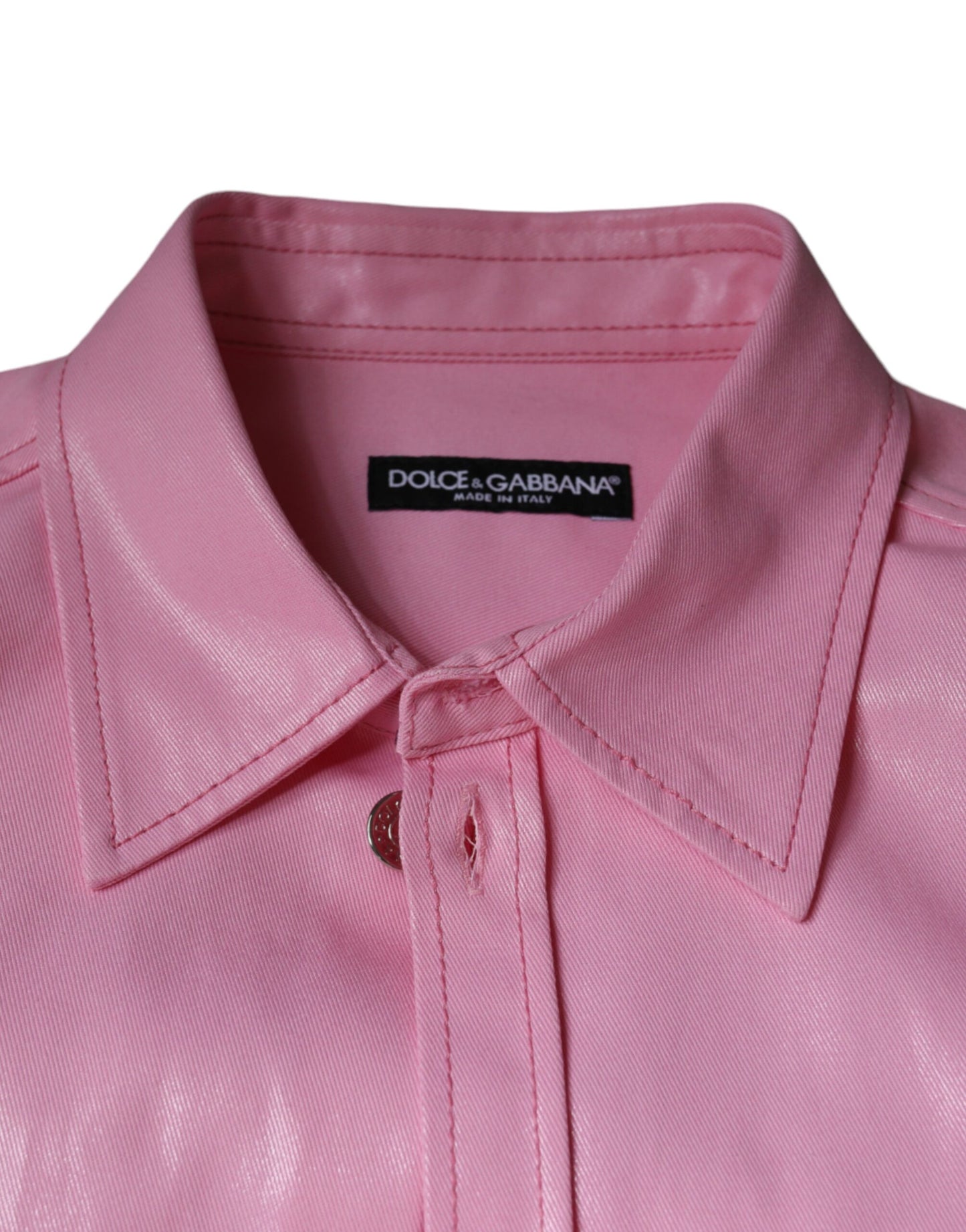 Dolce & Gabbana Rosa Button-Down-Hemd aus Baumwolle mit Kragen