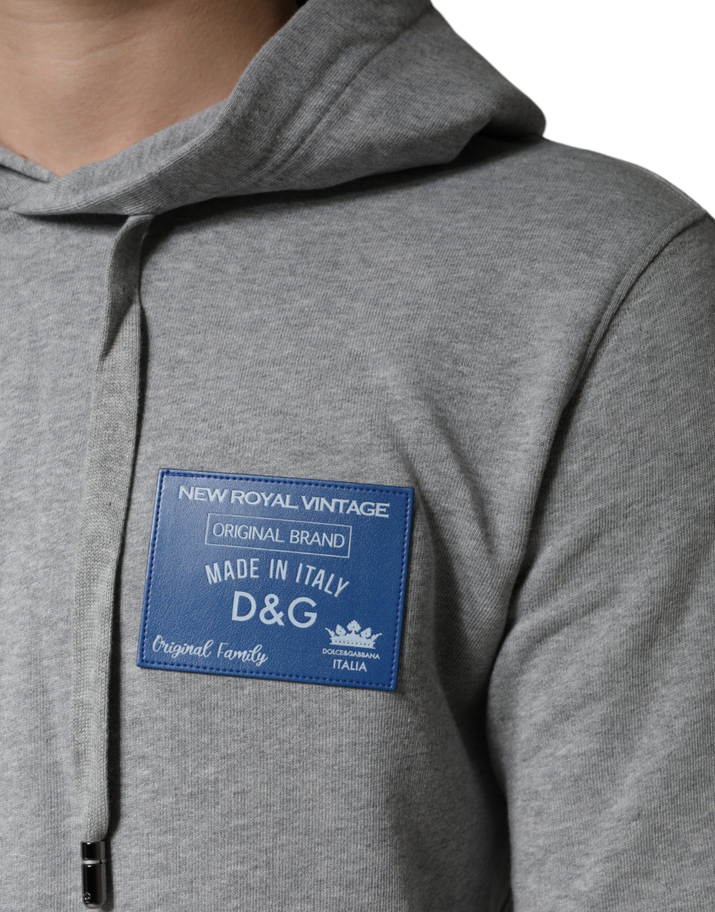 Dolce & Gabbana Graues Baumwoll-Logo-Sweatshirt mit Kapuze Pullover