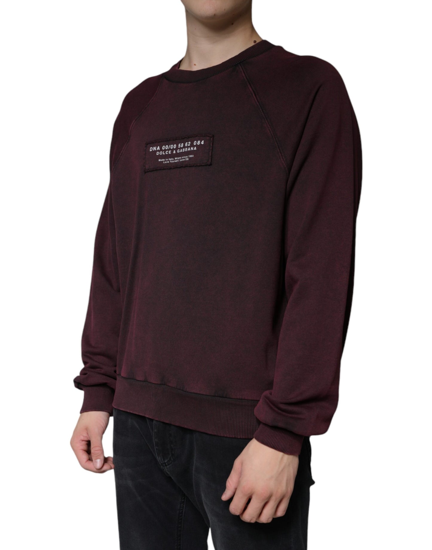 Dolce &amp; Gabbana Maroon Logo Crew Neck Men Sweatshirt Sweater