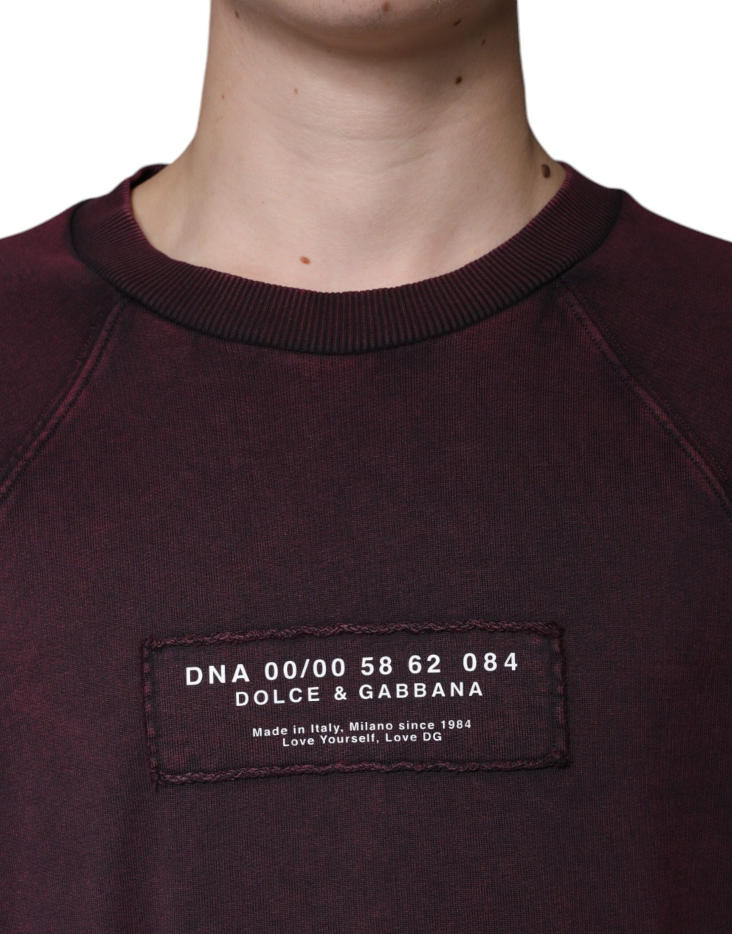 Dolce &amp; Gabbana Maroon Logo Crew Neck Men Sweatshirt Sweater