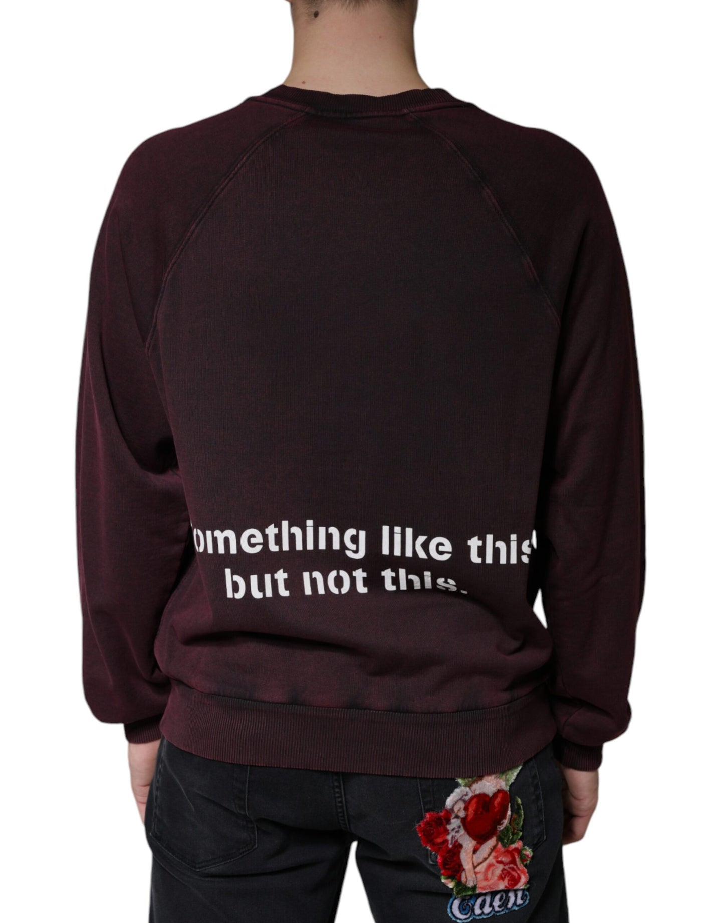 Dolce &amp; Gabbana Maroon Logo Crew Neck Men Sweatshirt Sweater