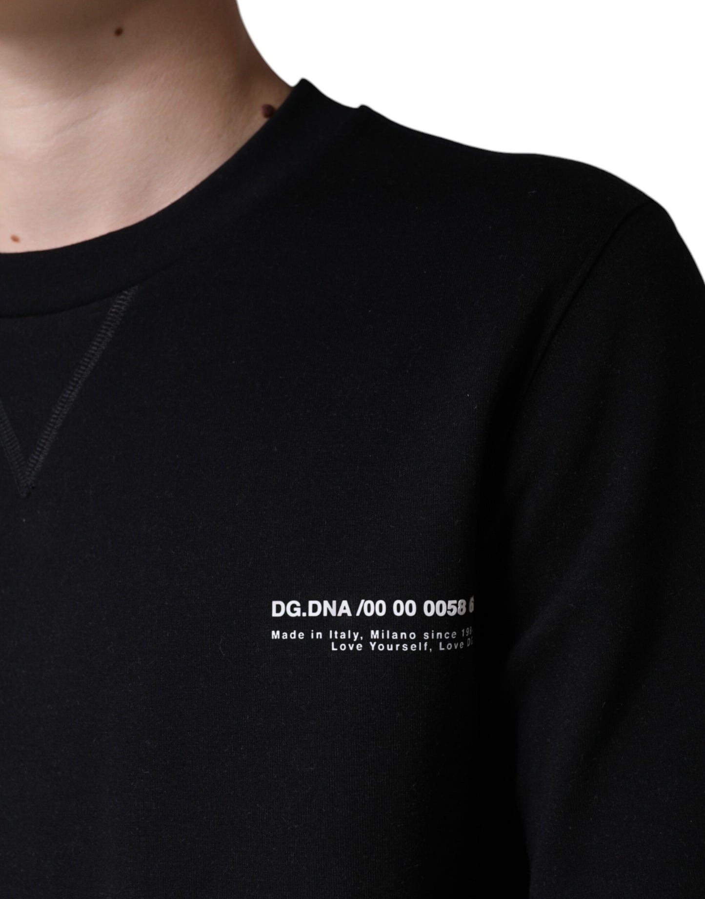 Dolce & Gabbana Schwarzer Logo-Druck Rundhals-Sweatshirt Pullover