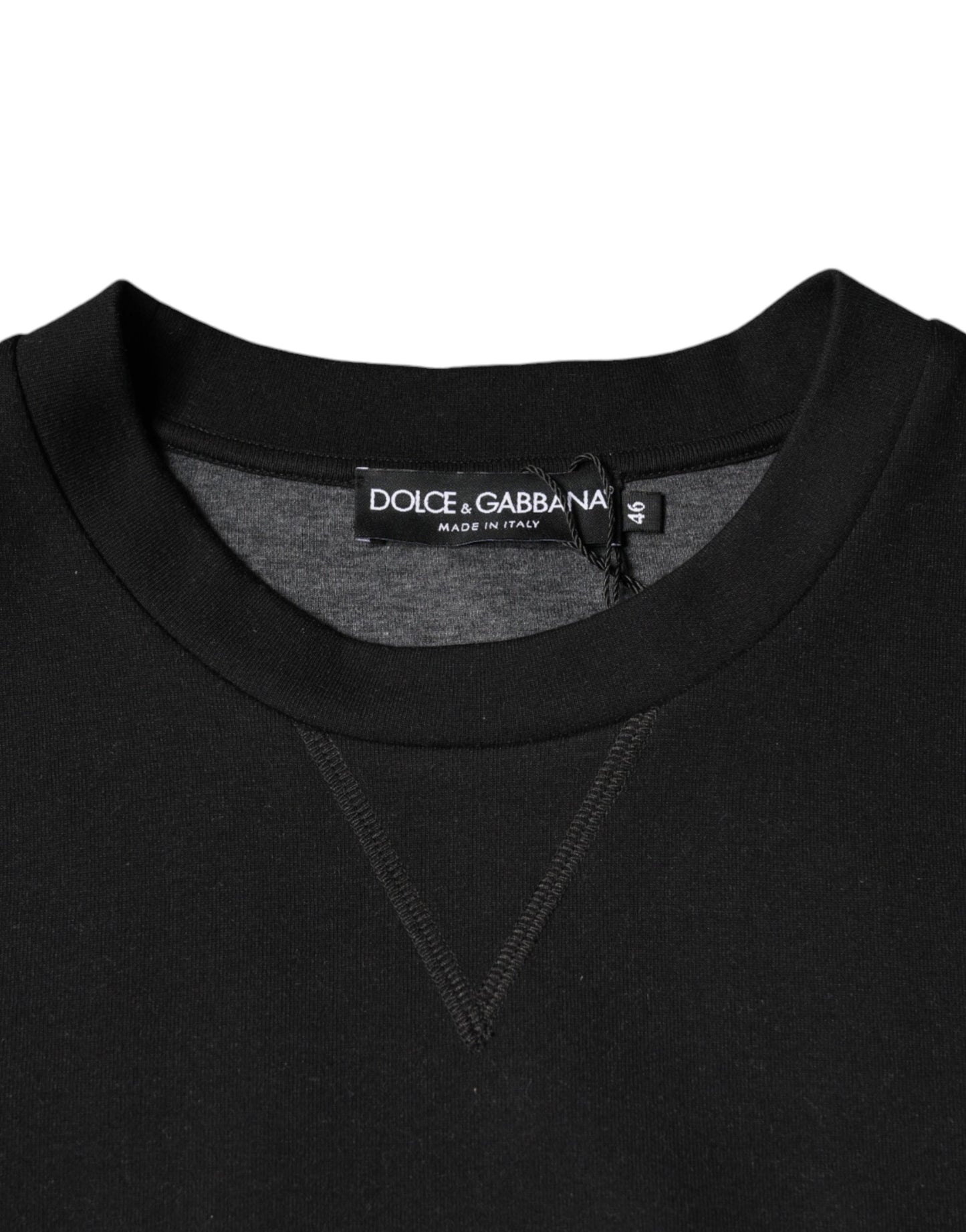 Dolce & Gabbana Schwarzer Logo-Druck Rundhals-Sweatshirt Pullover