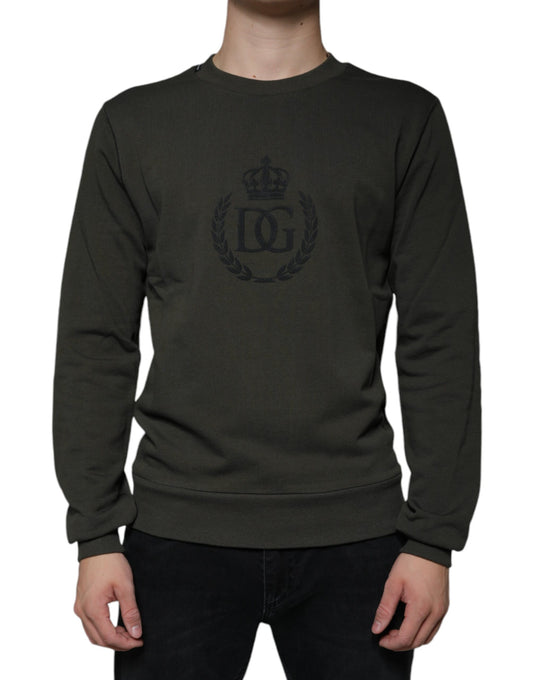 Dolce & Gabbana Armeegrüner DG Crown Rundhals-Pullover