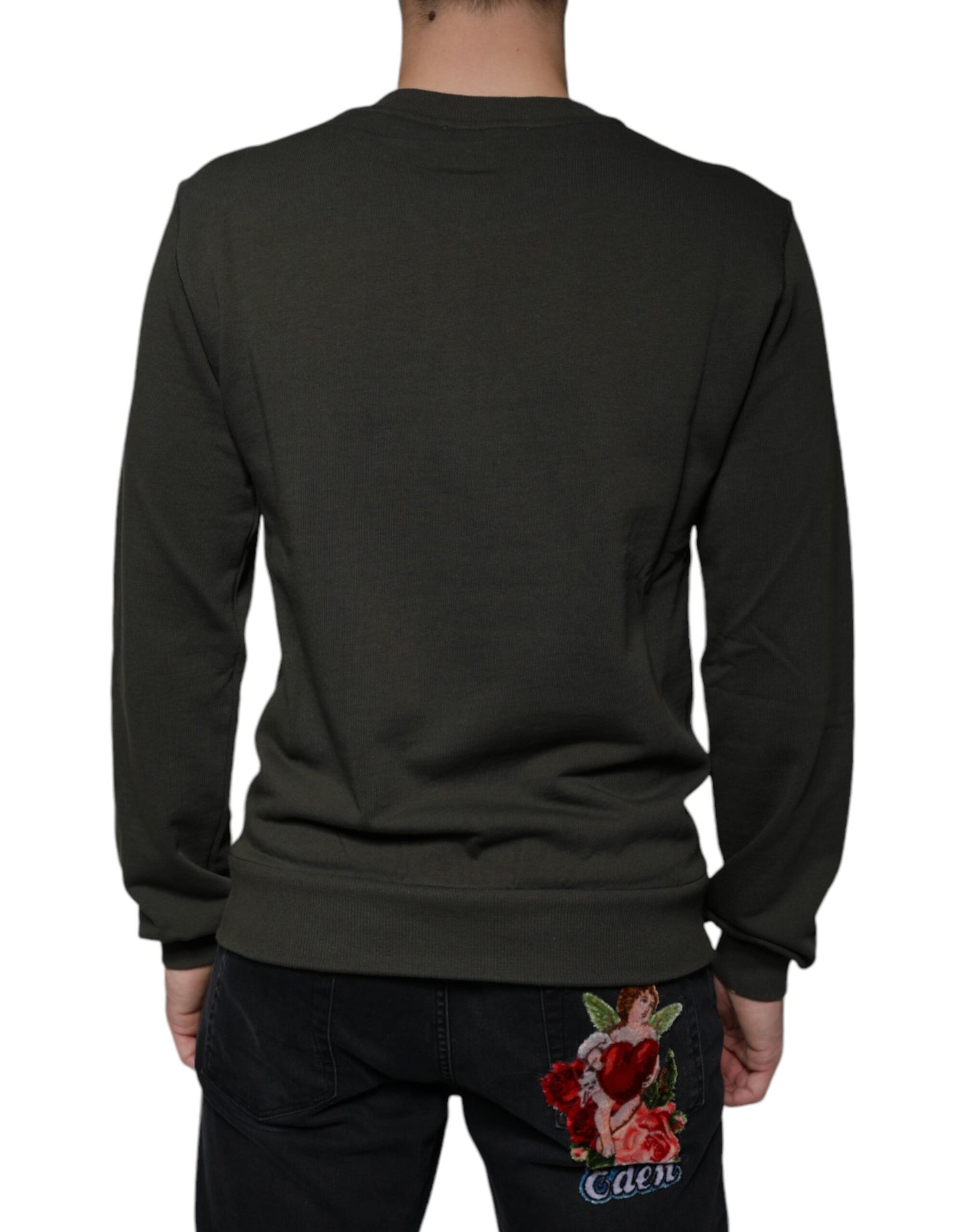 Dolce & Gabbana Armeegrüner DG Crown Rundhals-Pullover