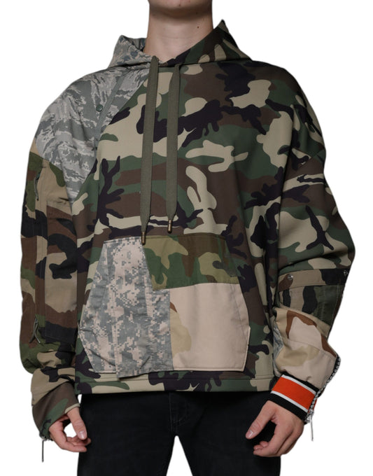 Dolce & Gabbana Multicolor Camouflage Sweatshirt mit Kapuze Pullover