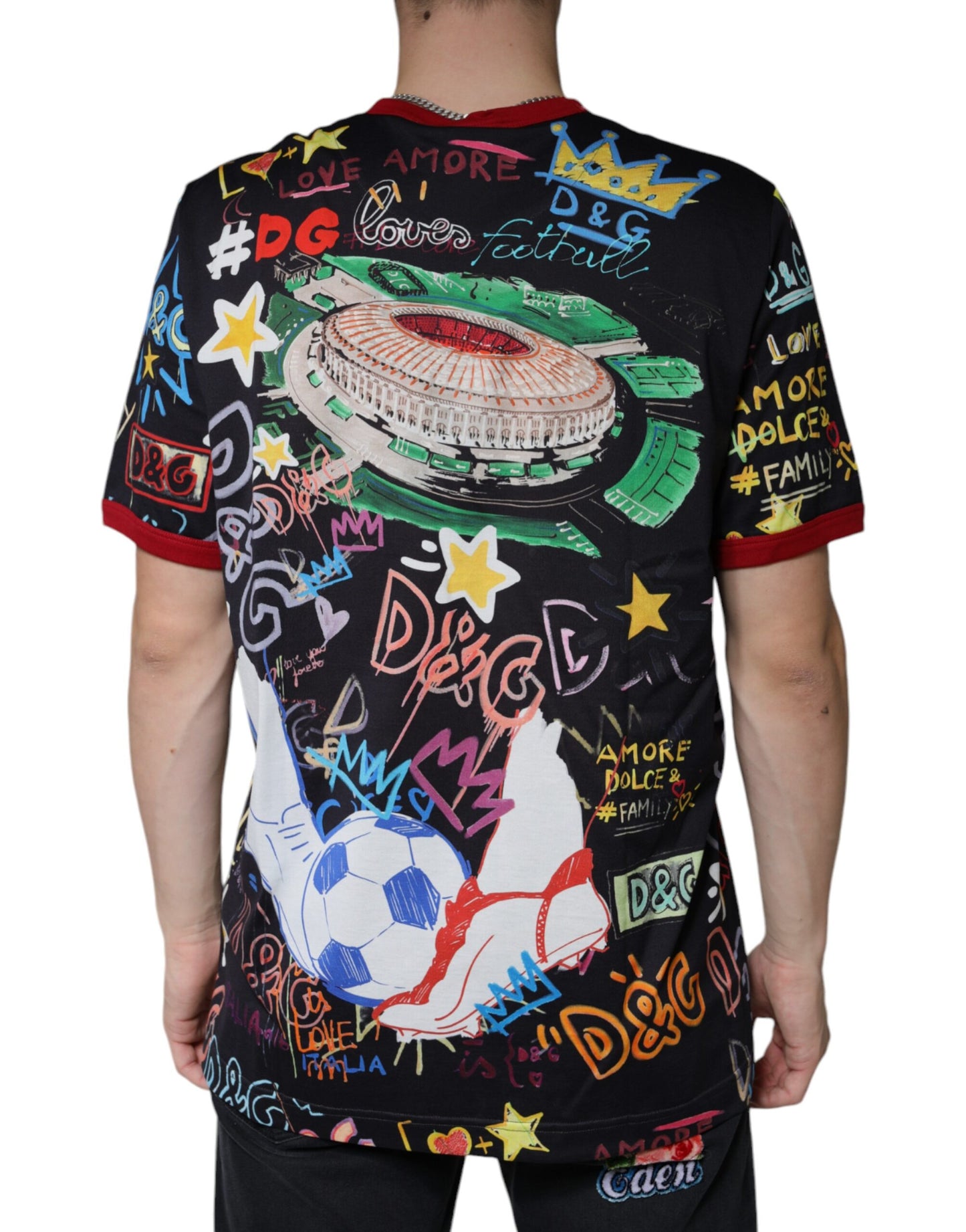 Dolce & Gabbana Mehrfarbiges T-Shirt mit Rundhalsausschnitt aus Baumwolle mit Grafikdruck