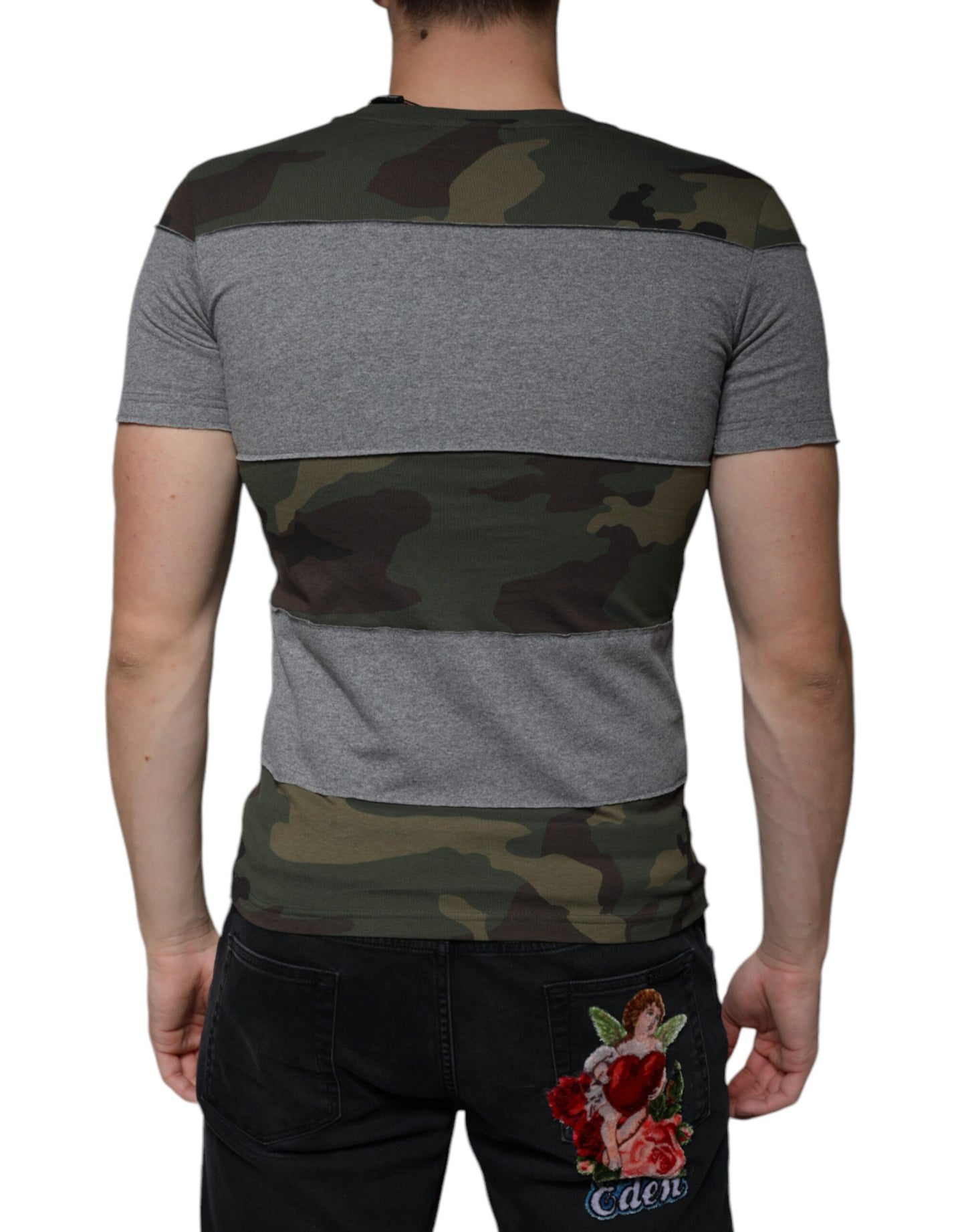 Dolce & Gabbana Multicolor Camouflage T-Shirt mit Rundhalsausschnitt aus Baumwolle