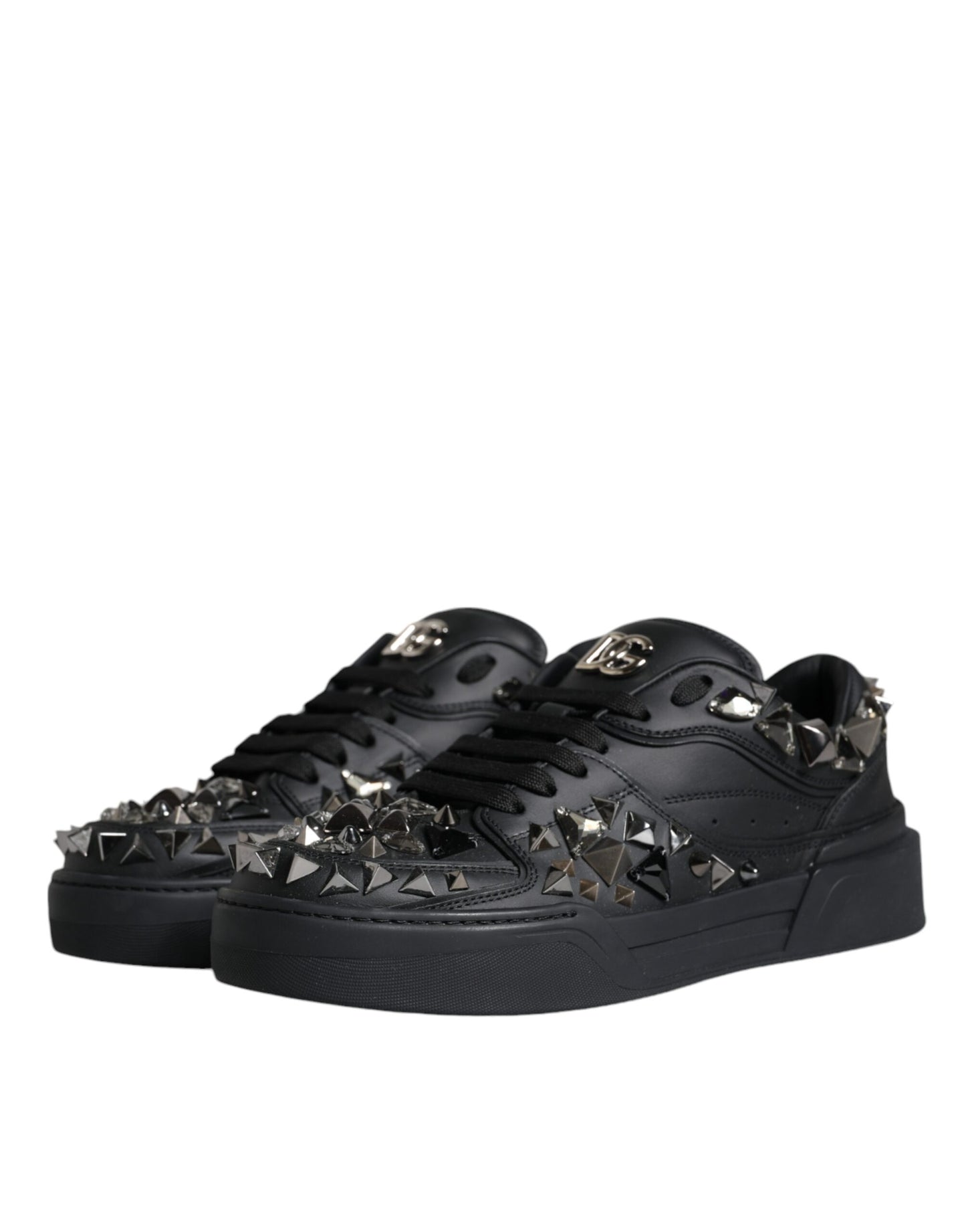 Dolce & Gabbana Schwarz Nieten Low Top Männer Turnschuhe Schuhe