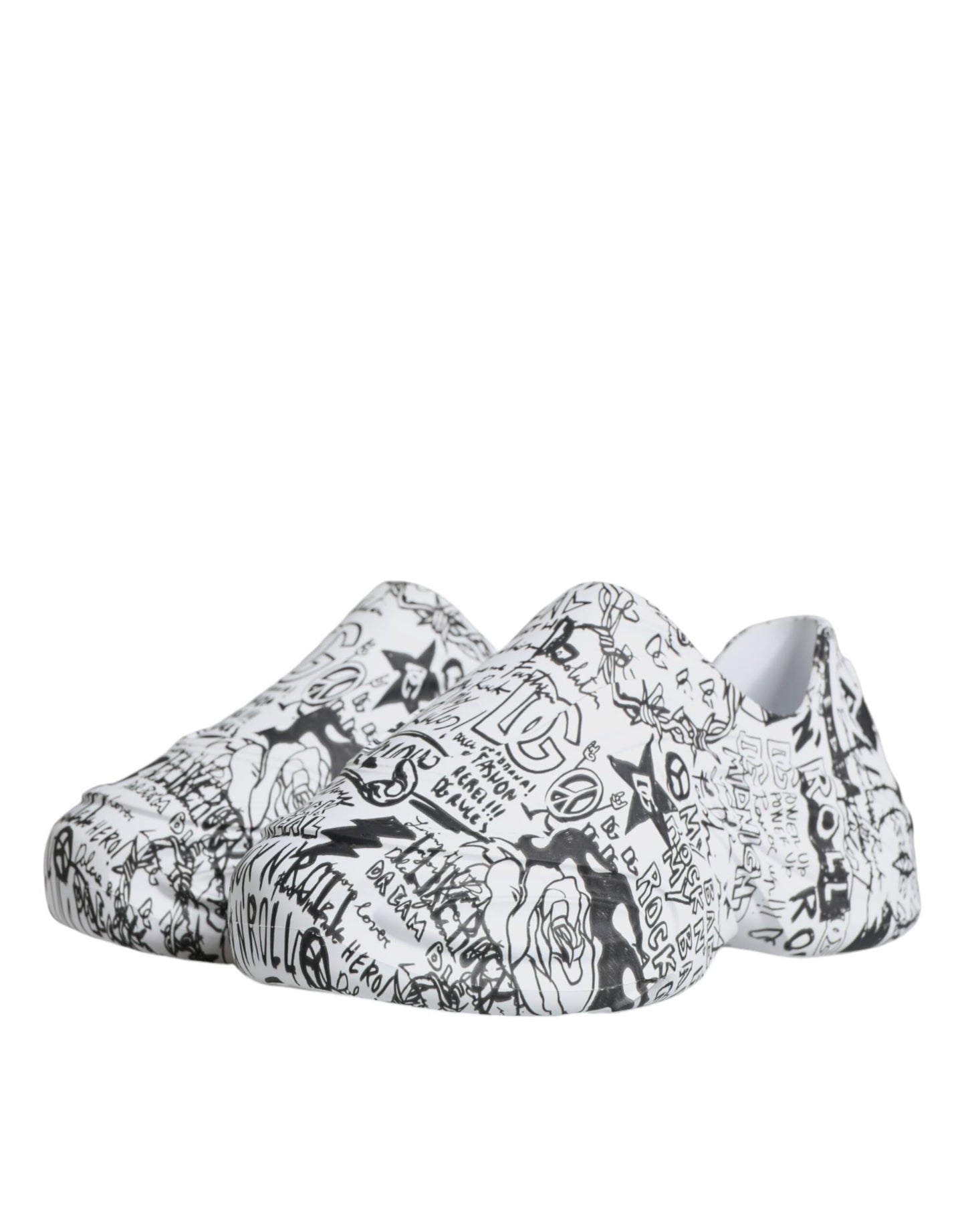 Dolce & Gabbana Weiß Schwarz Graffiti Daymaster Turnschuhe Schuhe