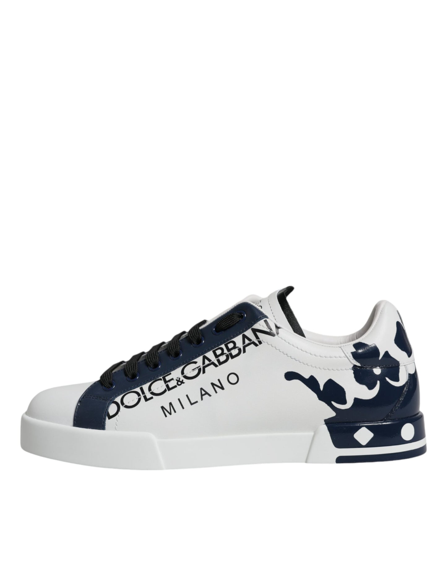 Dolce & Gabbana Weiß Blau Leder Crown Milano Turnschuhe Schuhe