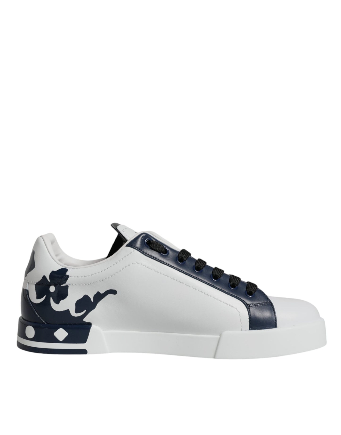 Dolce & Gabbana Weiß Blau Leder Crown Milano Turnschuhe Schuhe