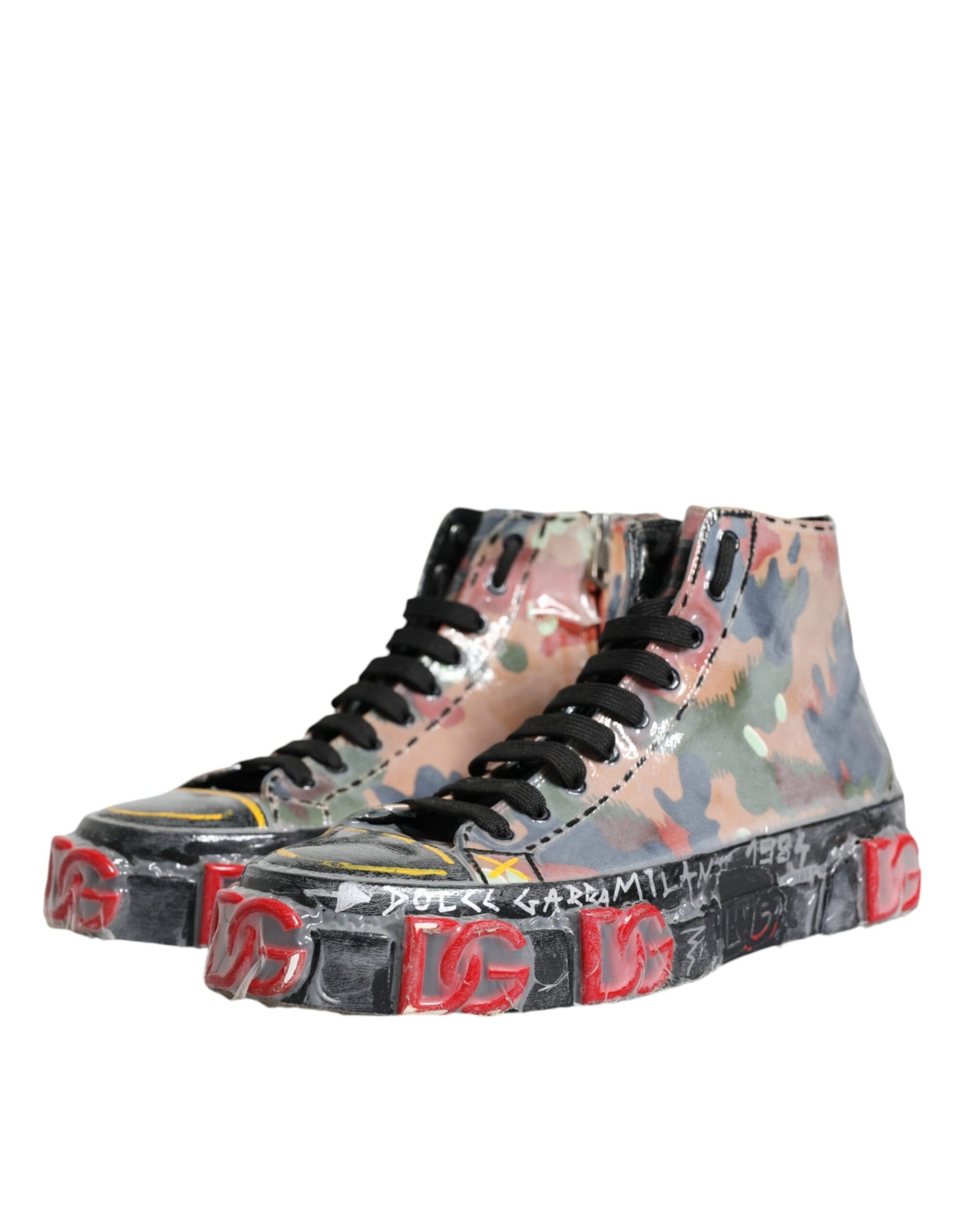 Dolce &amp; Gabbana Multicolor Camouflage High Top Sneakers Shoes