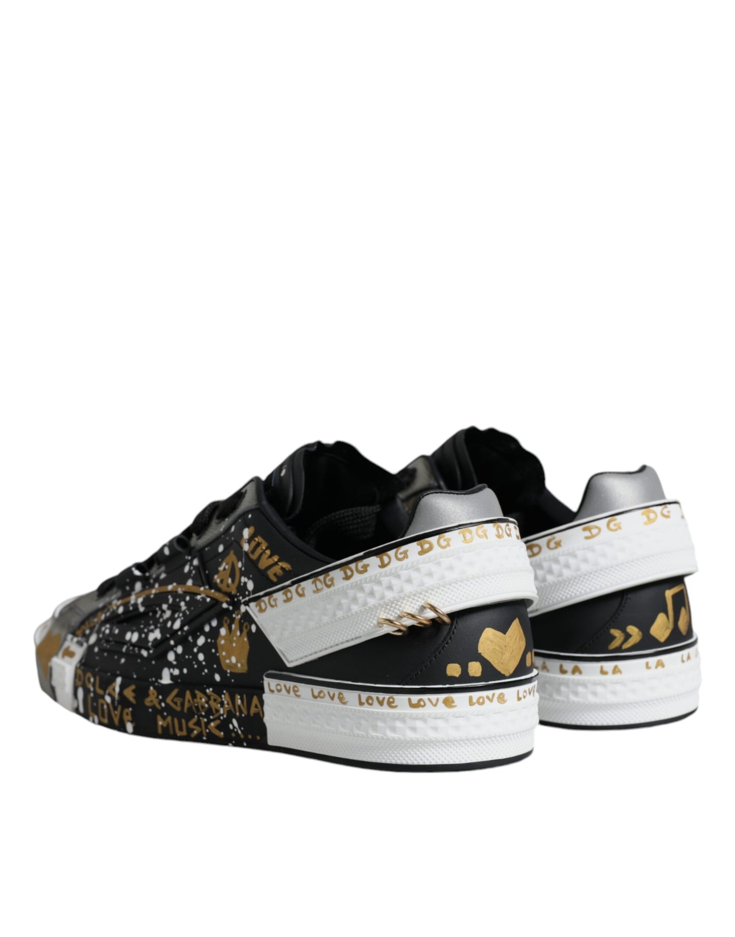 Dolce &amp; Gabbana Black White Portofino Low Top Sneakers Shoes