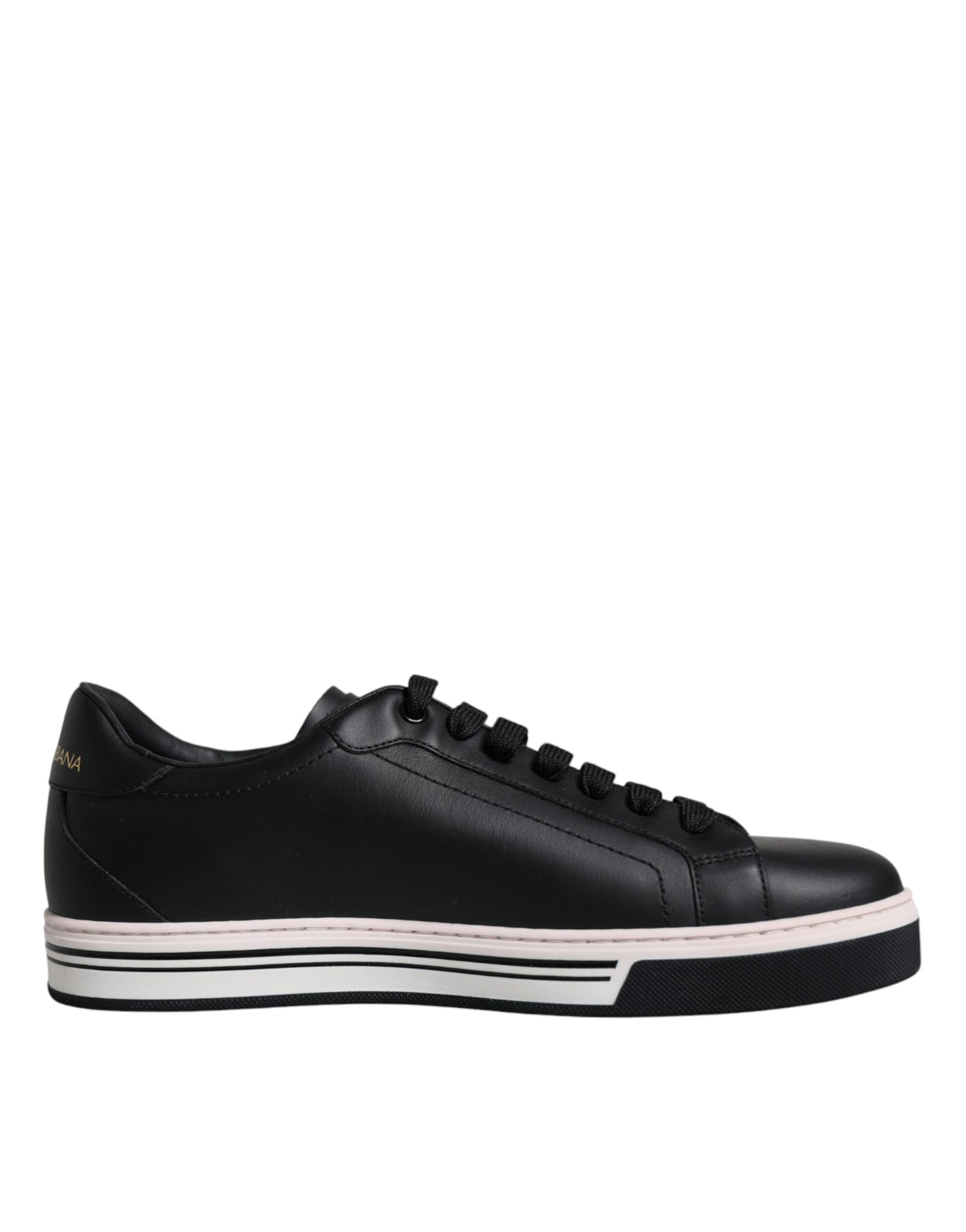 Dolce & Gabbana Schwarz Leder Low Top Männer Turnschuhe Schuhe