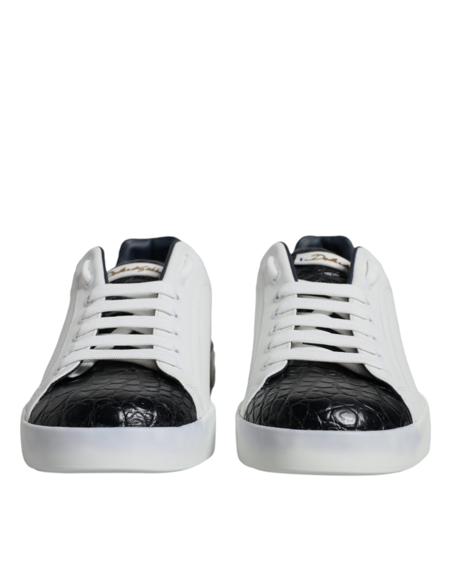 Dolce & Gabbana Weißes Leder Logo Portofino Sneaker Schuhe