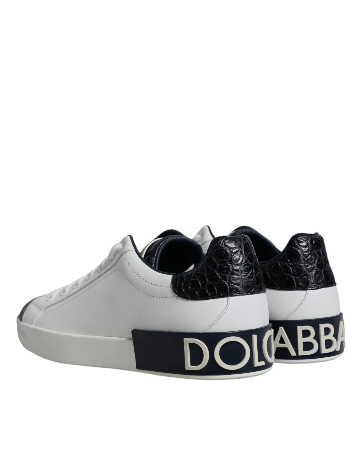 Dolce & Gabbana Weißes Leder Logo Portofino Sneaker Schuhe