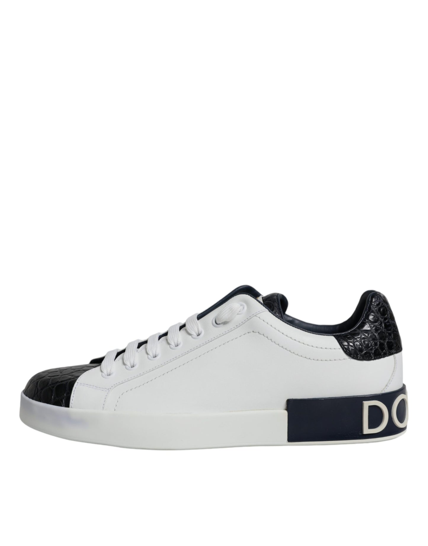 Dolce & Gabbana Weißes Leder Logo Portofino Sneaker Schuhe