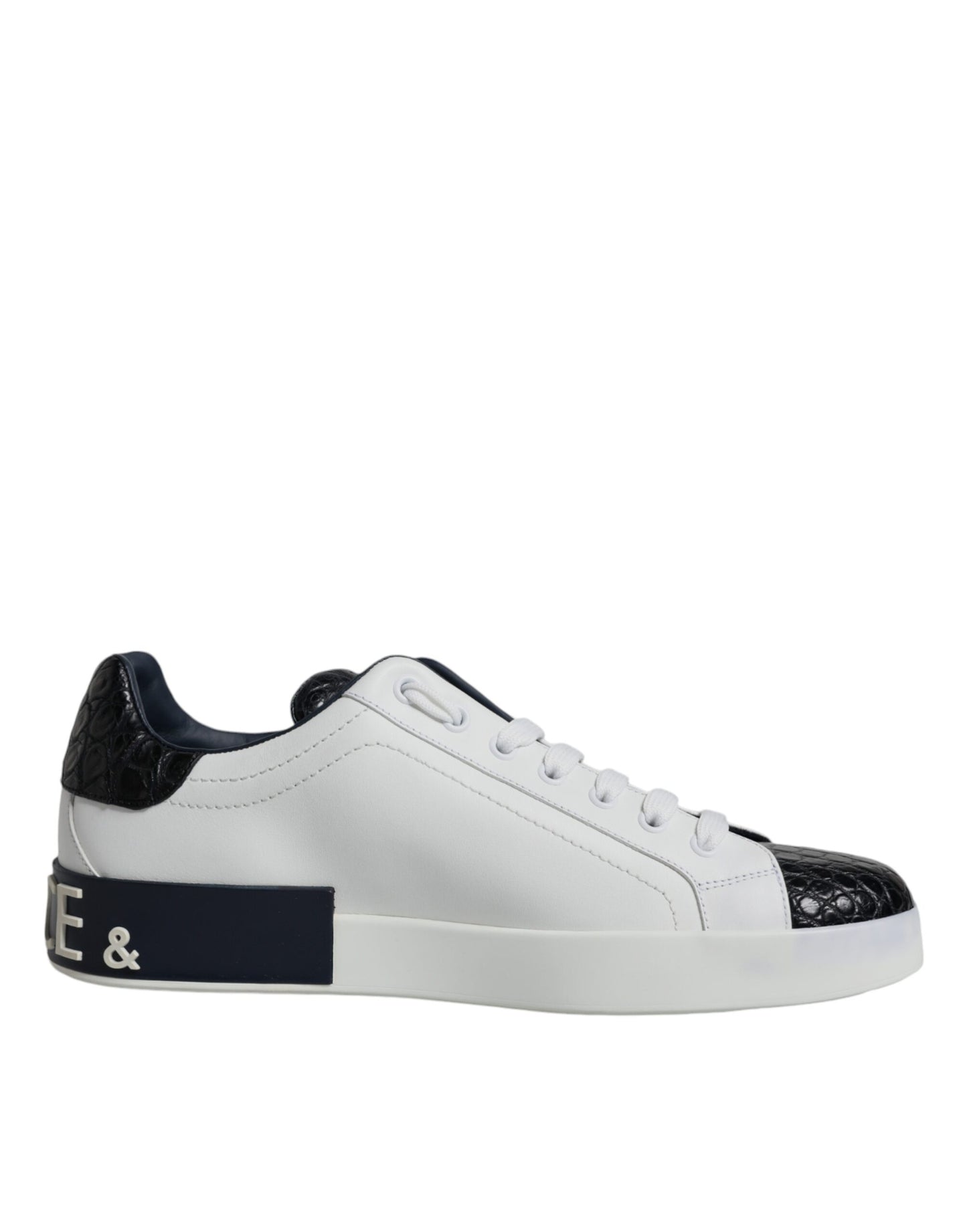 Dolce & Gabbana Weißes Leder Logo Portofino Sneaker Schuhe