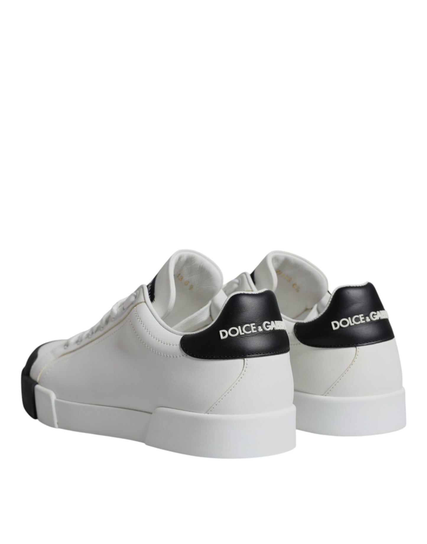 Dolce & Gabbana Weiß Schwarz Leder Logo Portofino Sneaker Schuhe