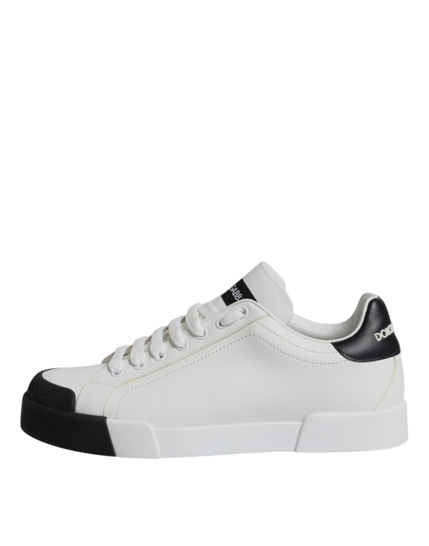 Dolce & Gabbana Weiß Schwarz Leder Logo Portofino Sneaker Schuhe