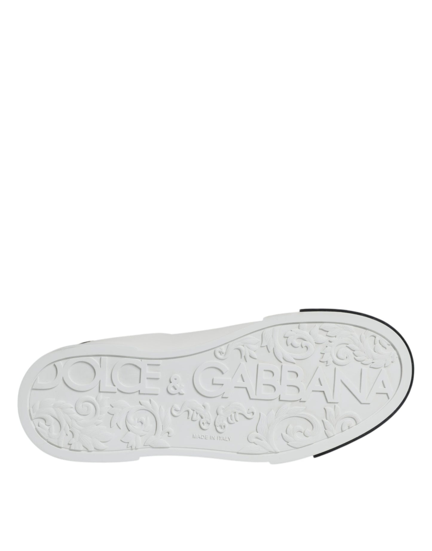 Dolce & Gabbana Weiß Schwarz Leder Logo Portofino Sneaker Schuhe