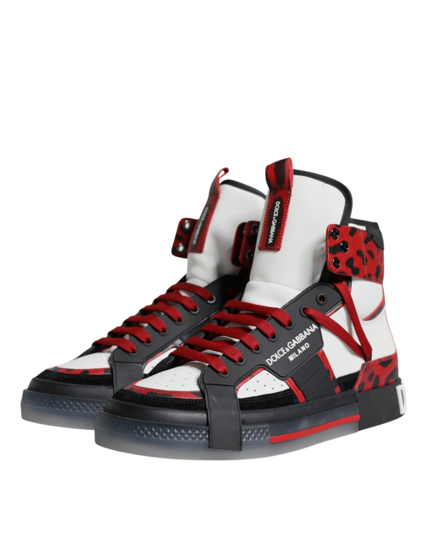 Dolce &amp; Gabbana Multicolor Leather High Top Sneakers Shoes