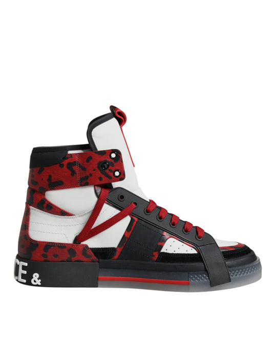 Dolce &amp; Gabbana Multicolor Leather High Top Sneakers Shoes