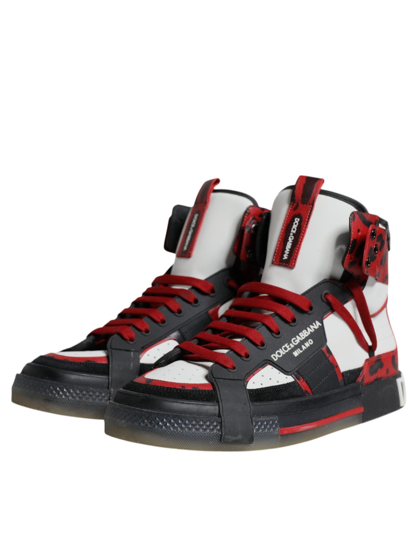 Dolce &amp; Gabbana Multicolor Leather High Top Sneakers Shoes