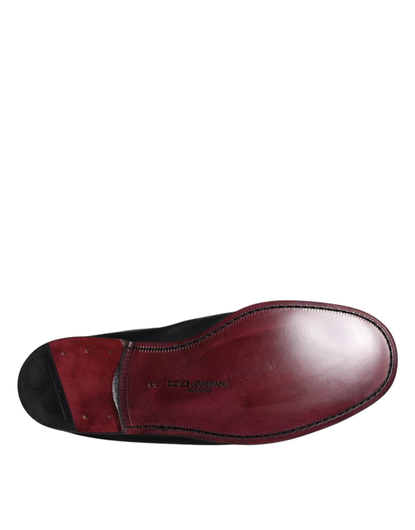 Dolce & Gabbana Schwarzes Logo besticktes Leder Loafer Männer Kleid Schuhe